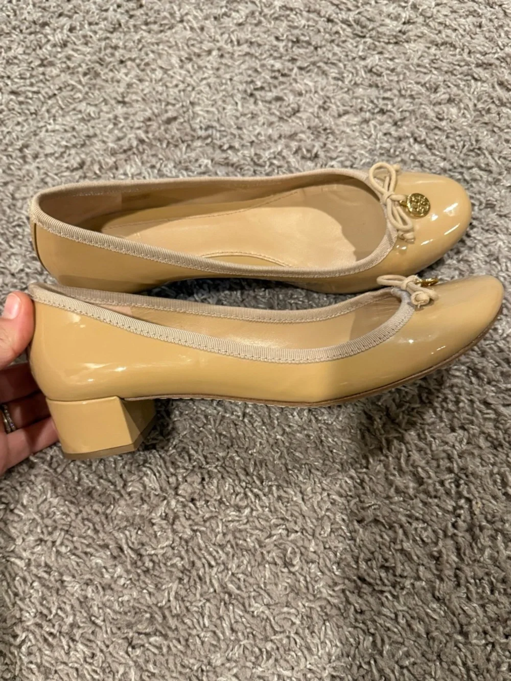 Tory Burch Block Heel Ballet Shoes Glossy , size 8